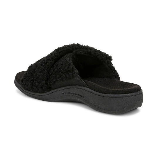 Vionic Women's Relax II Slippers Black Fur Vionic Women's Relax II Slippers Black Fur