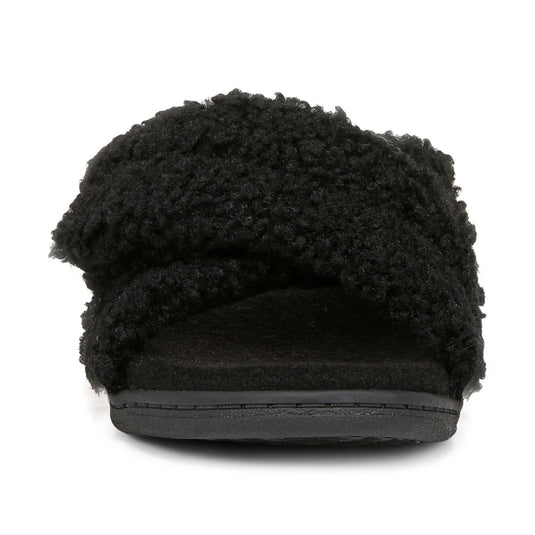 Vionic Women's Relax II Slippers Black Fur Vionic Women's Relax II Slippers Black Fur
