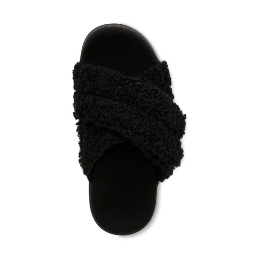 Vionic Women's Relax II Slippers Black Fur Vionic Women's Relax II Slippers Black Fur