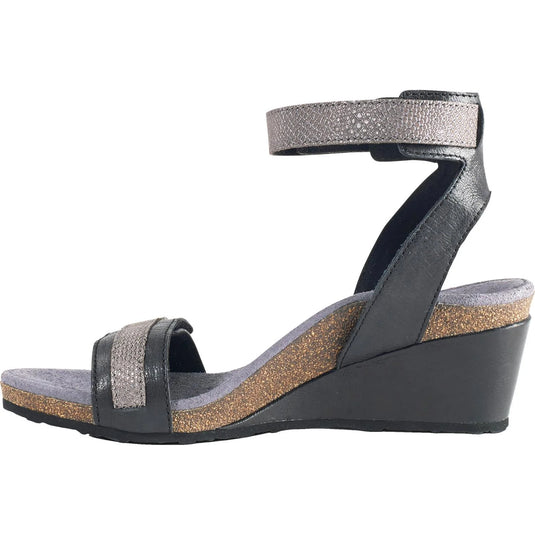 Aetrex Womens Gia Ankle Strap Wedge Sandal Black