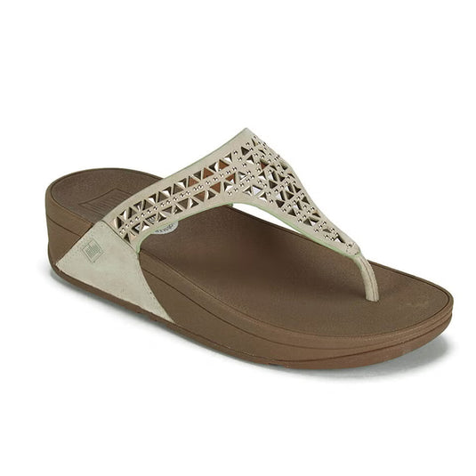 FitFlop Women's Carmel Toe Post Suede Sandals Rose Gold