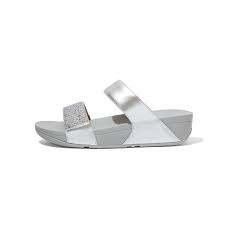FitFlop Women's Lulu Glitter Splash Slide Silver FitFlop Women's Lulu Glitter Splash Slide Silver