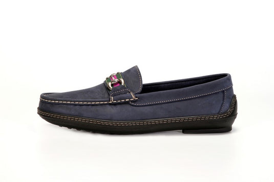 Handsewn Company Men's Bit Stripe Driver Nubuck Navy