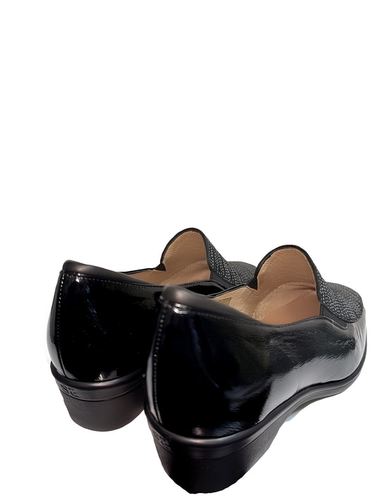 Piesanto Women's Slip On 215610 Loafer Black Patent with Silver Piesanto Women's Slip On 215610 Loafer Black Patent with Silver