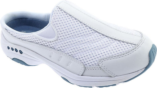 Easy Spirit Women's Traveltime Clogs White/Light Blue Leather Easy Spirit Women's Traveltime Clogs White/Light Blue Leather