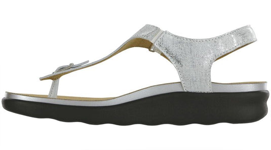 SAS Women's Marina T-Strap Sandal Shiny Silver