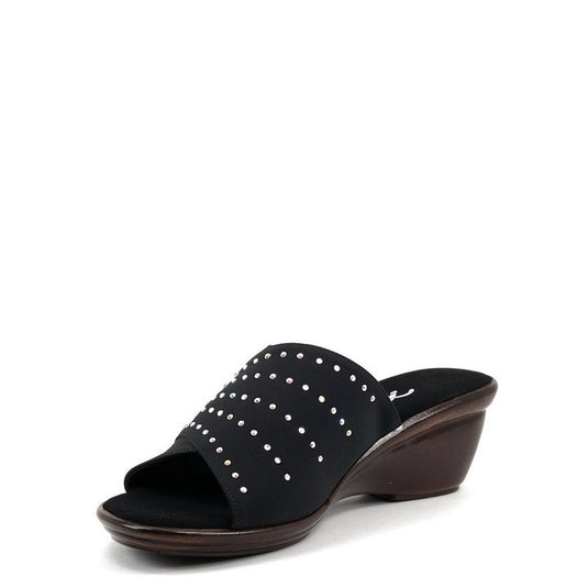 Onex Women's Marley Wedge Slide Black Elastic Onex Women's Marley Wedge Slide Black Elastic