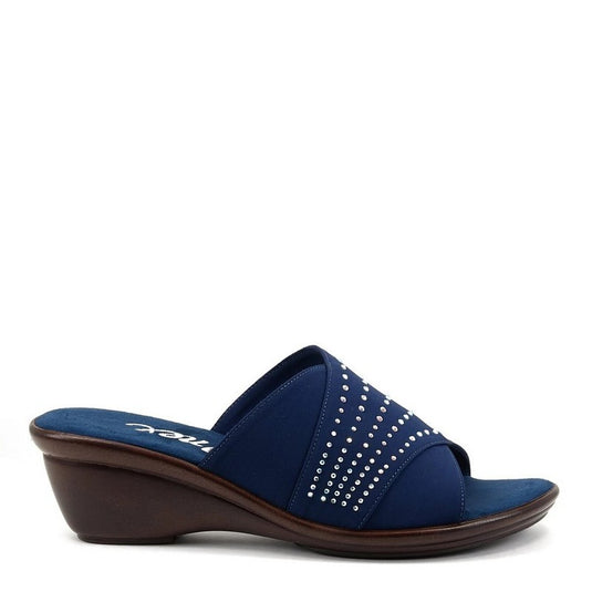 Onex Women's Marley Wedge Slide Navy Elastic Onex Women's Marley Wedge Slide Navy Elastic