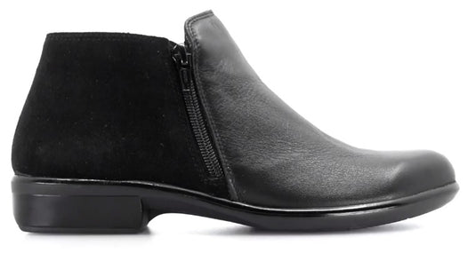 Naot Women's Helm Aura Bootie Black Raven/Black Suede Naot Women's Helm Aura Bootie Black Raven/Black Suede