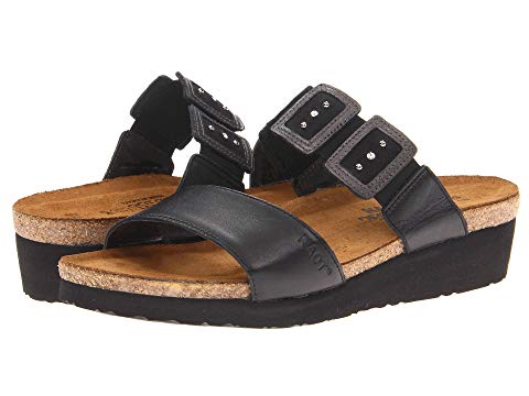 Naot Women's Emma Black Raven Leather/Black Velvet Metallic Naot Women's Emma Black Raven Leather/Black Velvet Metallic