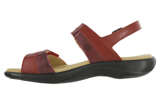SAS Women's Nudu Two Tone Leather Sandals Ruby/Cabernet
