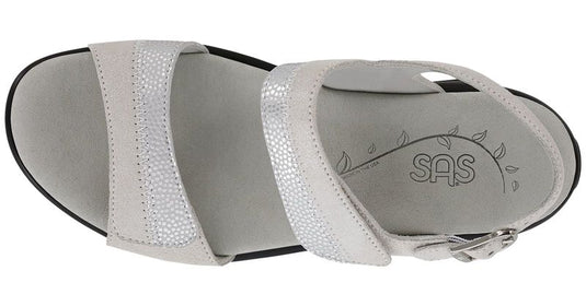 SAS Women's Nudu Two Tone Leather Sandals Silver Mist