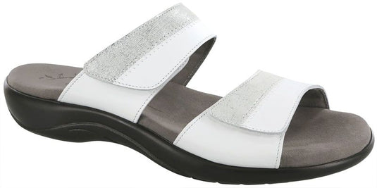 SAS Women's Nudu Two Tone Slide Sandals White/Silver SAS Women's Nudu Two Tone Slide Sandals White/Silver