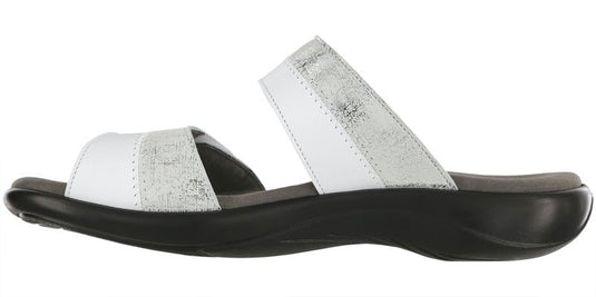 SAS Women's Nudu Two Tone Slide Sandals White/Silver SAS Women's Nudu Two Tone Slide Sandals White/Silver