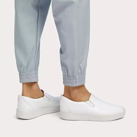 Fitflop Rally Leather Slip on Skate Sneakers Urban White Fitflop Rally Leather Slip on Skate Sneakers Urban White