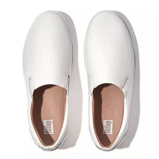 Fitflop Rally Leather Slip on Skate Sneakers Urban White Fitflop Rally Leather Slip on Skate Sneakers Urban White