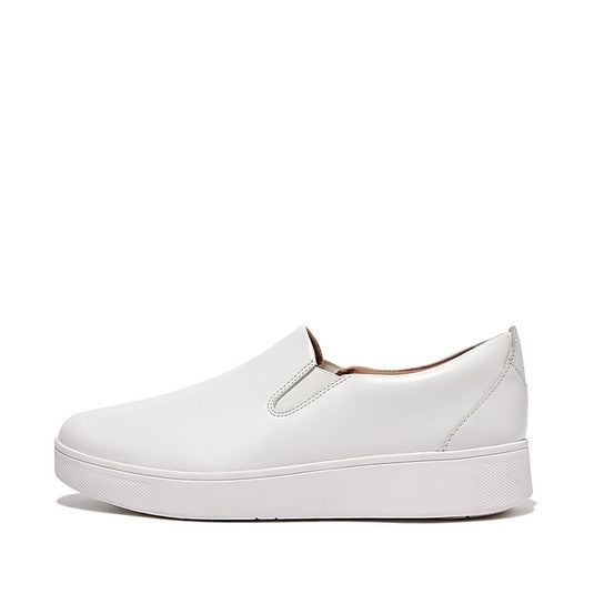 Fitflop Rally Leather Slip on Skate Sneakers Urban White Fitflop Rally Leather Slip on Skate Sneakers Urban White