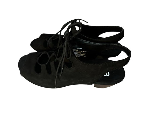 Munro Women's Jillie Open Toe Slingback Black Nubuck