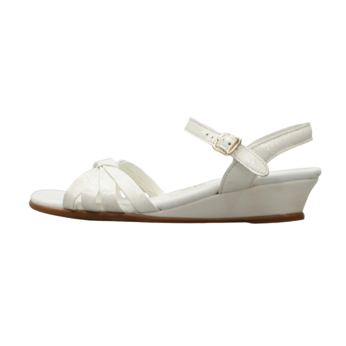 SAS Women's Strippy Quarter Strap Wedge Sandal White