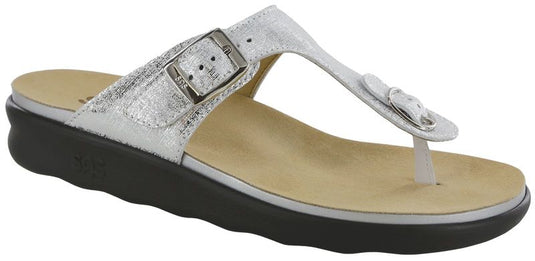 SAS Women's Sanibel T-Strap Slide Sandals Shiny Silver SAS Women's Sanibel T-Strap Slide Sandals Shiny Silver
