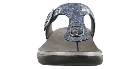 SAS Women's Sanibel T-Strap Slide Sandals Silver Blue SAS Women's Sanibel T-Strap Slide Sandals Silver Blue