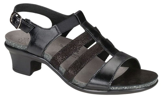 SAS Women's Allegro Strappy Sandals with Heel Black