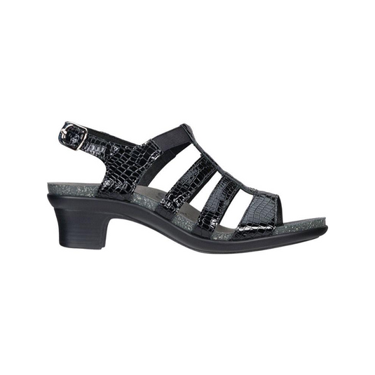 SAS Women's Allegro Strappy Sandals with Heel Black Croc SAS Women's Allegro Strappy Sandals with Heel Black Croc
