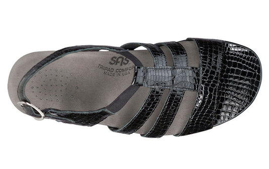 SAS Women's Allegro Strappy Sandals with Heel Black Croc SAS Women's Allegro Strappy Sandals with Heel Black Croc