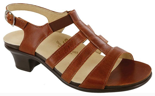 SAS Women's Allegro Strappy Sandals with Heel Chestnut