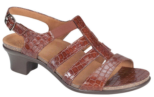 SAS Women's Allegro Strappy Sandals with Heel Cognac Croc