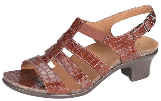 SAS Women's Allegro Strappy Sandals with Heel Cognac Croc SAS Women's Allegro Strappy Sandals with Heel Cognac Croc