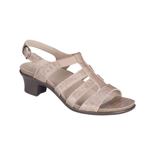 SAS Women's Allegro Strappy Sandals with Heel Taupe Croc SAS Women's Allegro Strappy Sandals with Heel Taupe Croc