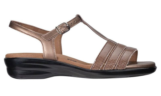 SAS Women's Capri T-Strap Sandal Bronze Snake