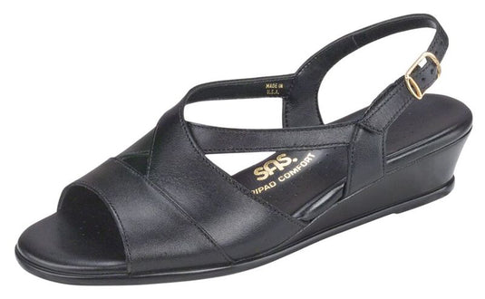 SAS Women's Caress Elevated Wedge Sandals Black