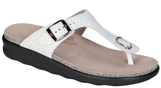 SAS Women's Sanibel T-Strap Slide Sandals White Snake SAS Women's Sanibel T-Strap Slide Sandals White Snake