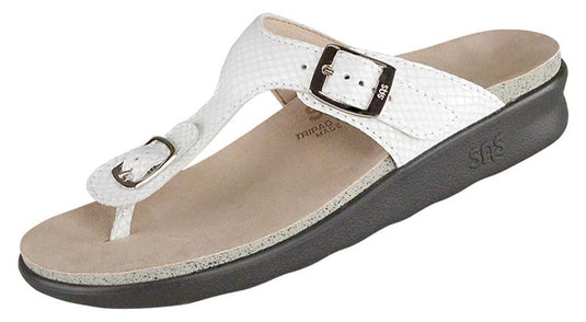 SAS Women's Sanibel T-Strap Slide Sandals White Snake SAS Women's Sanibel T-Strap Slide Sandals White Snake