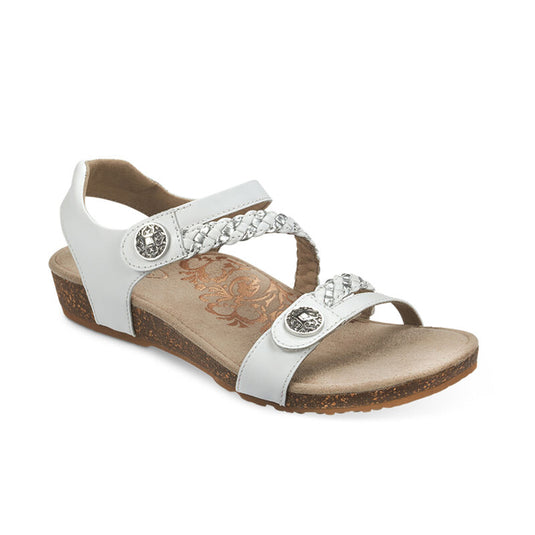 Aetrex Women's Jillian Braided Quarter Strap Sandal White Aetrex Women's Jillian Braided Quarter Strap Sandal White