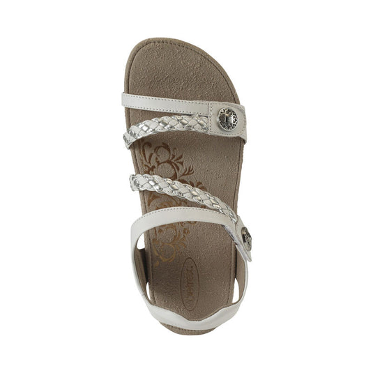 Aetrex Women's Jillian Braided Quarter Strap Sandal White Aetrex Women's Jillian Braided Quarter Strap Sandal White