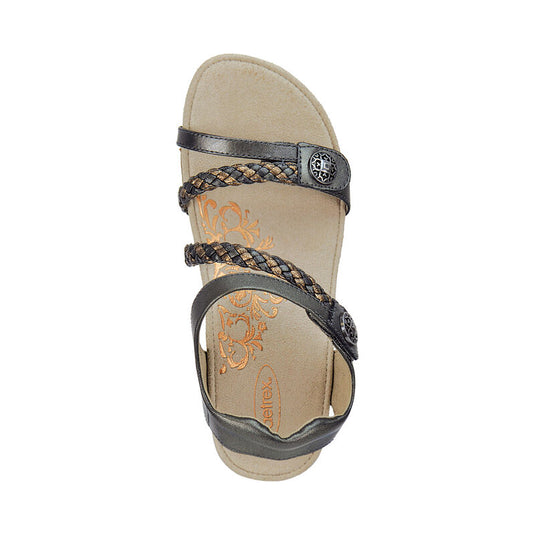 Aetrex Women's Jillian Braided Quarter Strap Sandal Gunmetal Aetrex Women's Jillian Braided Quarter Strap Sandal Gunmetal