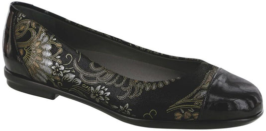 SAS Women's Scenic Ballet Flat Brocade / Black Patent
