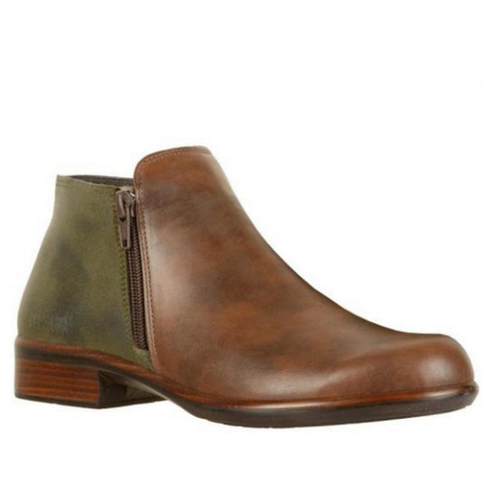 Naot Women's Helm Aura Bootie Pecan Brown/Oily Olive Suede Naot Women's Helm Aura Bootie Pecan Brown/Oily Olive Suede