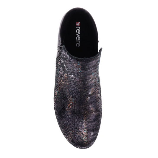 Revere Women's Damascus Bootie Black Metallic Python-Onyx Revere Women's Damascus Bootie Black Metallic Python-Onyx
