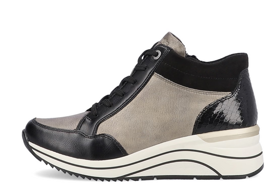 Remonte Women's D0T70-01 Wedge Sneaker Black-Metallic-Gray Remonte Women's D0T70-01 Wedge Sneaker Black-Metallic-Gray