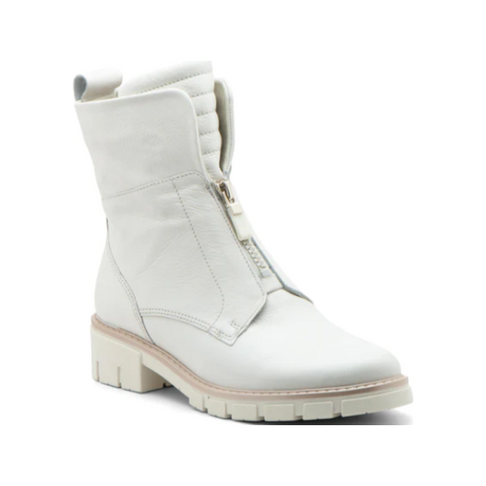 Ara Women's Deon| Dover Lug Sole Front & Inside Zip Boot Cream