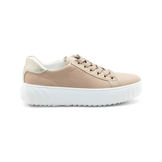 Ara Women's Mikky Platform Sneaker Sand with Platinum Metallic Ara Women's Mikky Platform Sneaker Sand with Platinum Metallic