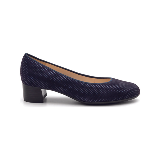Ara Women's Vivian Block Heel Pump 35mm Midnight Blue Pin Dot Suede Ara Women's Vivian Block Heel Pump 35mm Midnight Blue Pin Dot Suede