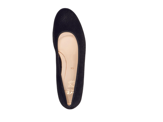 Ara Women's Vivian Block Heel Pump 35mm Black Pin Dot Suede Ara Women's Vivian Block Heel Pump 35mm Black Pin Dot Suede