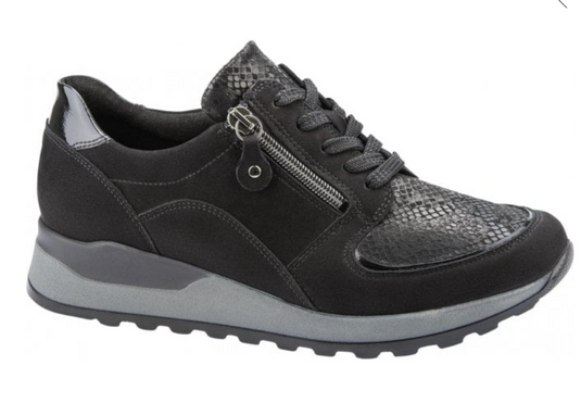 Waldlaufer Women's Hiroko-Soft Dark Grey Lace-Up Trainers Waldlaufer Women's Hiroko-Soft Dark Grey Lace-Up Trainers