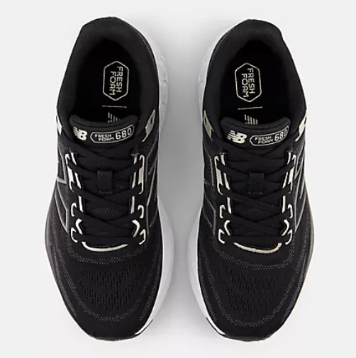 New Balance Women's Fresh Foam 680v8 Black/Light Gold Metallic/ Black Metallic New Balance Women's Fresh Foam 680v8 Black/Light Gold Metallic/ Black Metallic