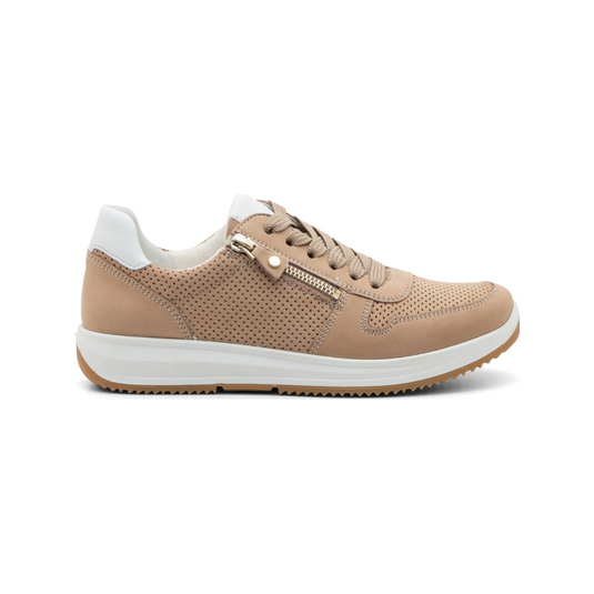 Ara Women's Opal Perforated Zip & Lace Sneaker Sand Nubuck Ara Women's Opal Perforated Zip & Lace Sneaker Sand Nubuck
